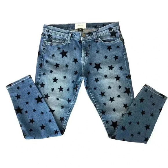 Current Elliott Stiletto Flocked Star Skinny Jeans Size 29 Festive New Years Eve - Picture 1 of 6